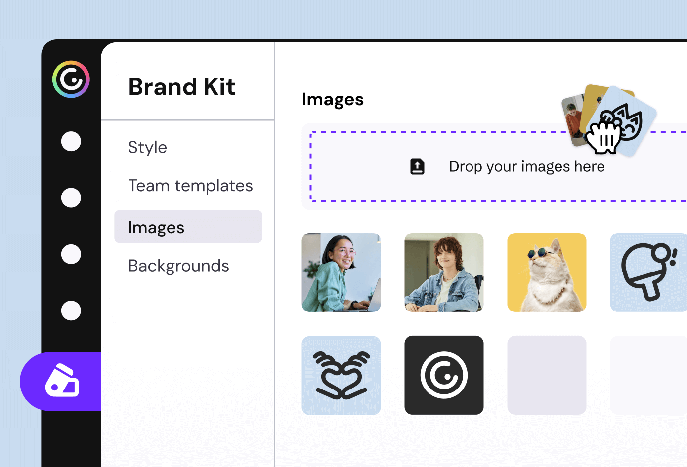 visual assets dans le kit de marque de Genially
